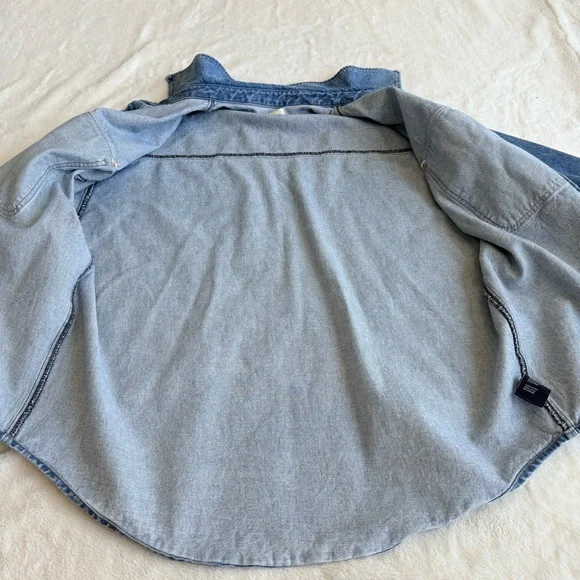 Khaite Birdie Oversized Button-Down Denim Relaxed Shirt M - Picture 10 of 13